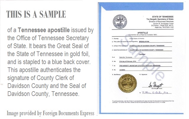 tennessee apostille state sample does tennesse secretary